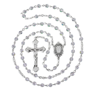 Light Sapphire Finest Austrian Crystal Sterling Rosary - Engravable