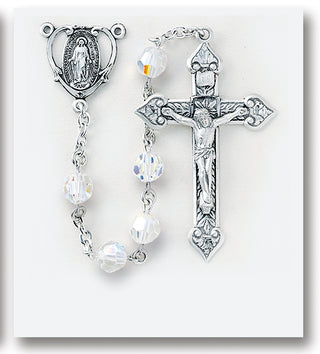 7mm Finest Austrian Crystal and Venetian Glass Sterling Rosary - Engravable
