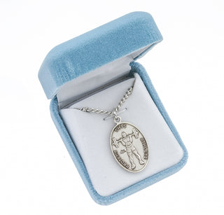Sterling Silver St. Christopher Weight Lifting Athlete Medal