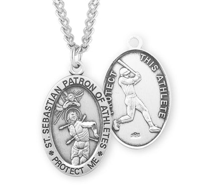 Sterling Silver St. Sebastian Baseball Athlete Medal