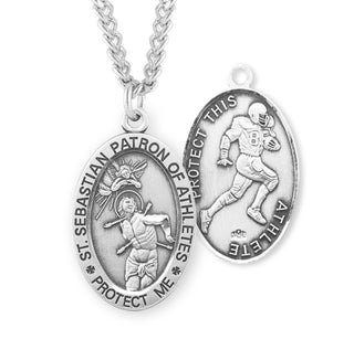 Sterling Silver Saint Sebastian Football Athlete Medal