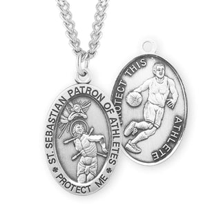 Sterling Silver Saint Sebastian Basketball Athlete Medal