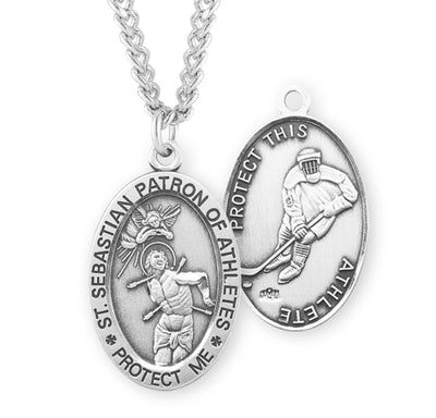Sterling Silver St. Sebastian Hockey Athlete Medal