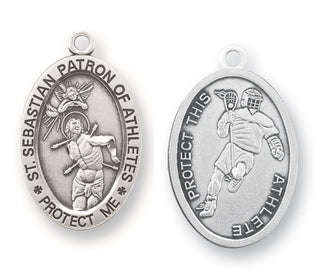 Sterling Silver St. Sebastian Lacrosse Athlete Medal - SALE