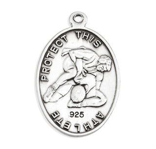 Lord Jesus Christ Oval Sterling Silver Wrestling Male Athlete Medal