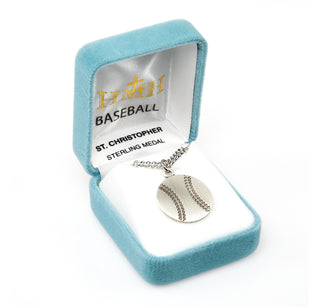 Sterling Silver St. Christopher Baseball Athlete Medal