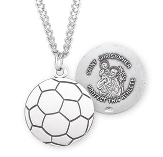 Sterling Silver Saint Christopher Soccer Athlete Medal