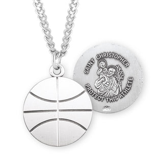 Sterling Silver Saint Christopher Basketball Athlete Medal