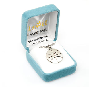 Sterling Silver St. Christopher Basketball Athlete Medal