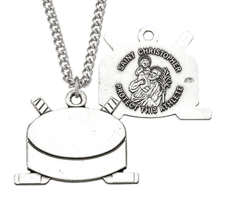 Sterling Silver Saint Christopher Hockey Athlete Medal