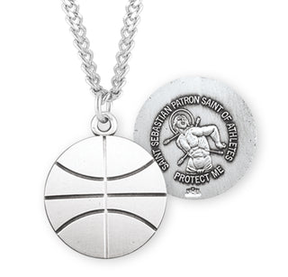 Sterling Silver Saint Sebastian Basketball Athlete Medal