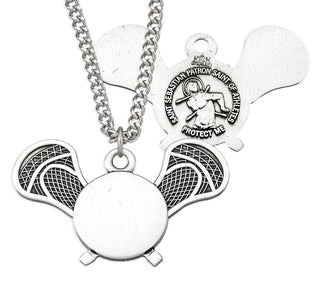 Sterling Silver Saint Sebastian Lacrosse Athlete Medal