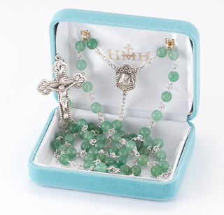 Genuine Aventurine Sterling Rosary - Engravable