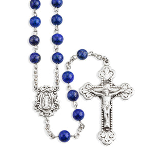 Genuine Lapis Sterling Rosary Engravable