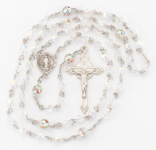 Crystal Finest Austrian Crystal and Murano Glass Sterling Rosary - Engravable