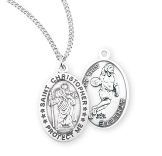 Sterling Silver Saint Christopher Basketball Athlete Medal