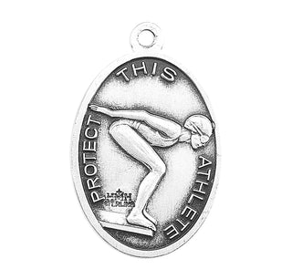 Sterling Silver Saint Christopher Swimming Athlete Medal