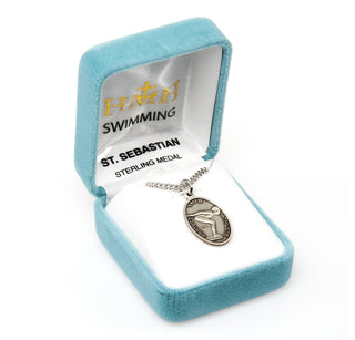 Sterling Silver St. Sebastian Swimming Athlete Medal