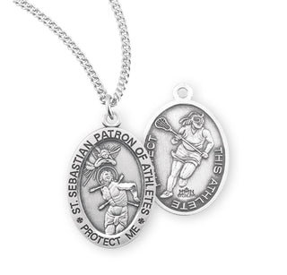 Sterling Silver Saint Sebastian Lacrosse Athlete Medal