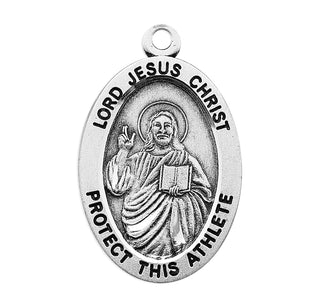 Lord Jesus Christ Oval Sterling Silver Female Basketball Athlete Medal