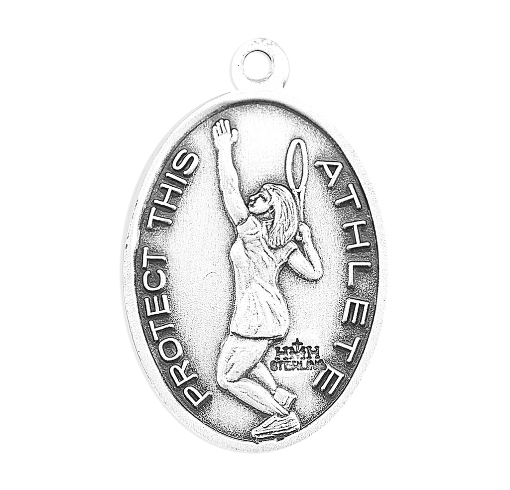 Lord Jesus Christ Oval Sterling Silver Female Tennis Athlete Medal ...