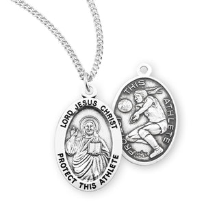 Lord Jesus Christ Oval Sterling Silver Female Volleyball Athlete Medal