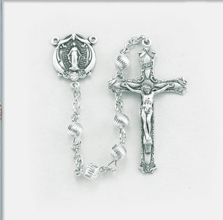 Spiral Corrugated Sterling Rosary - Engravable