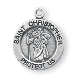 Sterling Silver Round Shaped Saint Christopher Medal