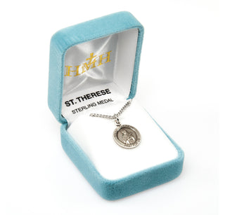 Sterling Silver Round Shaped St. Therese Medal