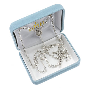 4mm High Polished Sterling Round Beads and Miraculous Medal Center