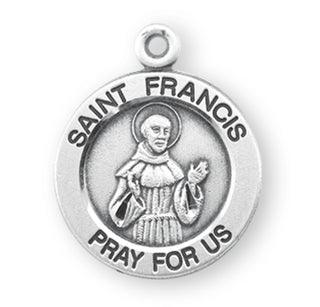 Sterling Silver Round Shaped St. Francis Medal