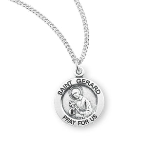 Sterling Silver Round Shaped Saint Gerard Medal