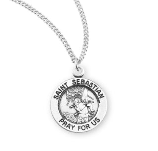 Sterling Silver Round Shaped Saint Sebastian Medal
