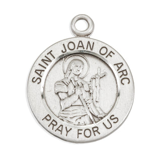 Sterling Silver Round Shaped St. Joan of Arc Medal