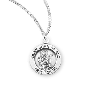 Sterling Silver Round Shaped Saint Joan of Arc Medal