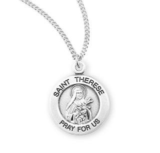 Sterling Silver Round Shaped Saint Therese Medal