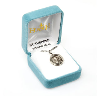 Sterling Silver Round Shaped St. Therese Medal