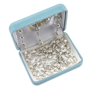 Sterling Silver Sacred Heart Rosary - Engravable