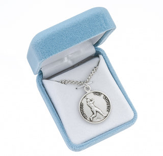 Sterling Silver St. Christopher Baseball Athlete Medal