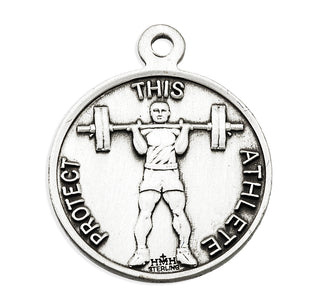 Sterling Silver St. Christopher Weight Lifting Athlete Medal