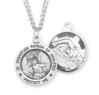 Sterling Silver Saint Sebastian Swimming Athlete Medal