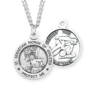 Sterling Silver St Sebastian Wrestling Athlete Medal 1
