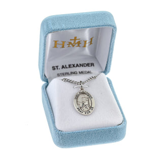 Sterling Silver Oval Shaped St. Alexander Medal