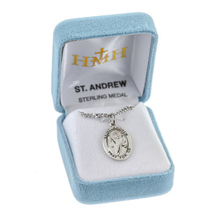 Sterling Silver Oval Shaped St. Andrew Medal