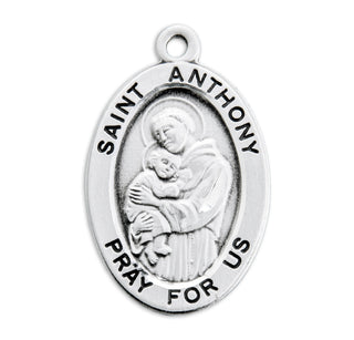 Sterling Silver Oval Shaped St. Anthony Medal