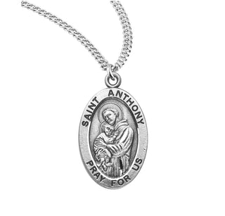 Sterling Silver Oval Shaped Saint Anthony Medal