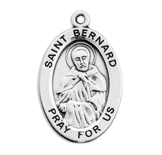 Sterling Silver Oval Shaped St. Bernard Medal