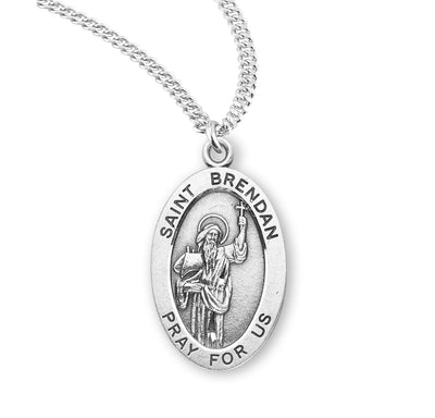 Sterling Silver Oval Shaped St. Brendan Medal