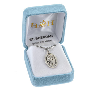 Sterling Silver Oval Shaped St. Brendan Medal