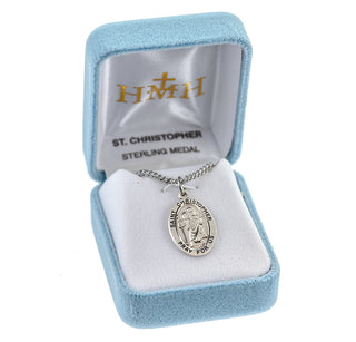 Sterling Silver Oval Shaped St. Christopher Medal